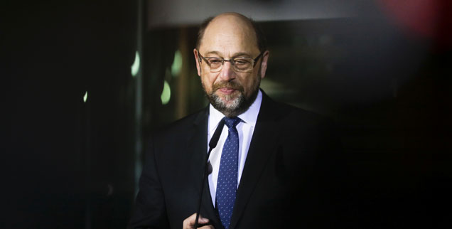 Martin Schulz, am Tag seines Rücktritts: Erst Messias, dann gekreuzigt. Die SPD spricht schon wenige Tage nach dem 13. Februar 2018 nicht mehr über den Mann aus Würselen. (Foto: pa/AP/Markus Schreiber)