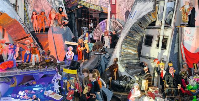 Wimmelbild zu Weihnachten: Die diesjährige politische Krippe in Heidelberg (Foto: Philipp Rothe)