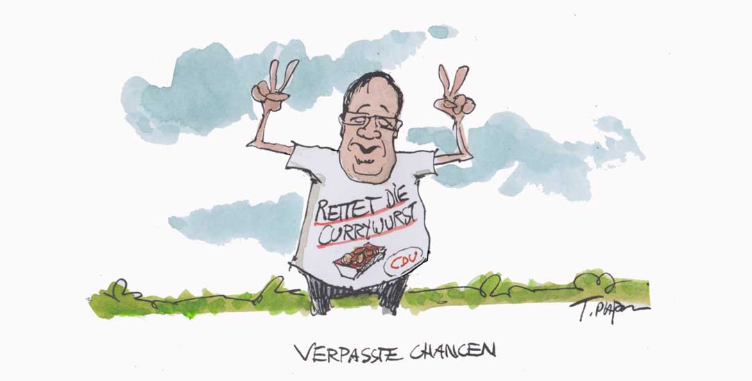 Wahlkampf, Plakate, IdentitätÜberall, wo man hinschaut im Wahlkampf: Verpasste Chancen. (Zeichnung: Thomas Plassmann)