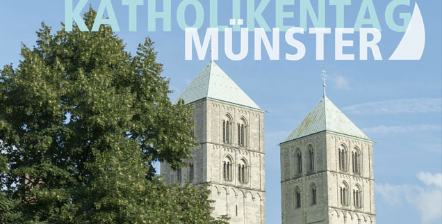 Die Türme des Doms in Münster: Die Stadt wartet - auf knapp 50.000 Menschen, die vom 9. bis 13. Mai am 101. Deutschen Katholikentag teilnehmen werden. (Foto: pa/dpa/Robert B. Fishman)