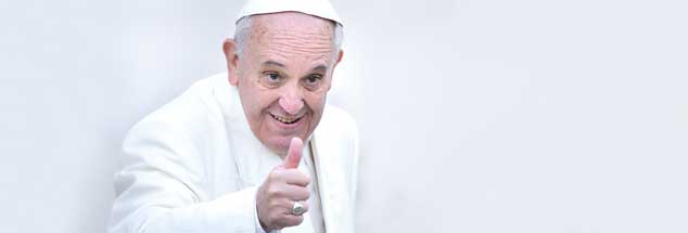 Papst Franziskus, immer zu einem Scherz aufgelegt: Seine Performance reißt die Menschen mit. (Foto: pa/Spaziani)