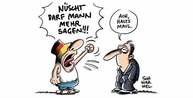 Ist im Sommer 2026 die Woke-Bewegung gestorben? (Zeichnung: PA / Die Kleinert / Schwarwel)