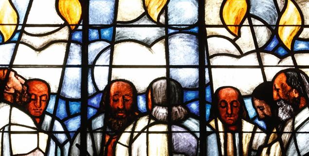 Die Herabkunft des Geistes. Glasfenster in der Magdalenen-Kirche, Genf. (Foto: PA / Godong / Fred de Noyelle)