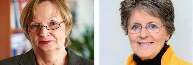 Prostitution weltweit legalisieren? Susanne Kahl-Passoth (links) sagt: "Ja!" Lea Ackermann (rechts) sagt: "Nein!" (Fotos: epd/Schoelzel; Solwodi Deutschland e.V.)