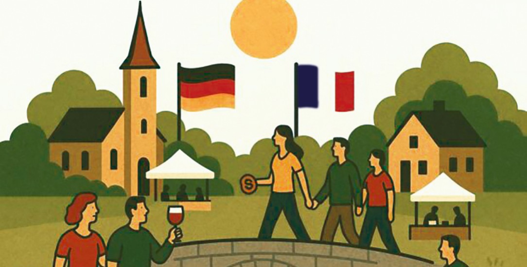 Es lebe Europa! Werbung für das Brückenfest in Scheibenhard(t) (Illustration: © Pfalz-Express.de)