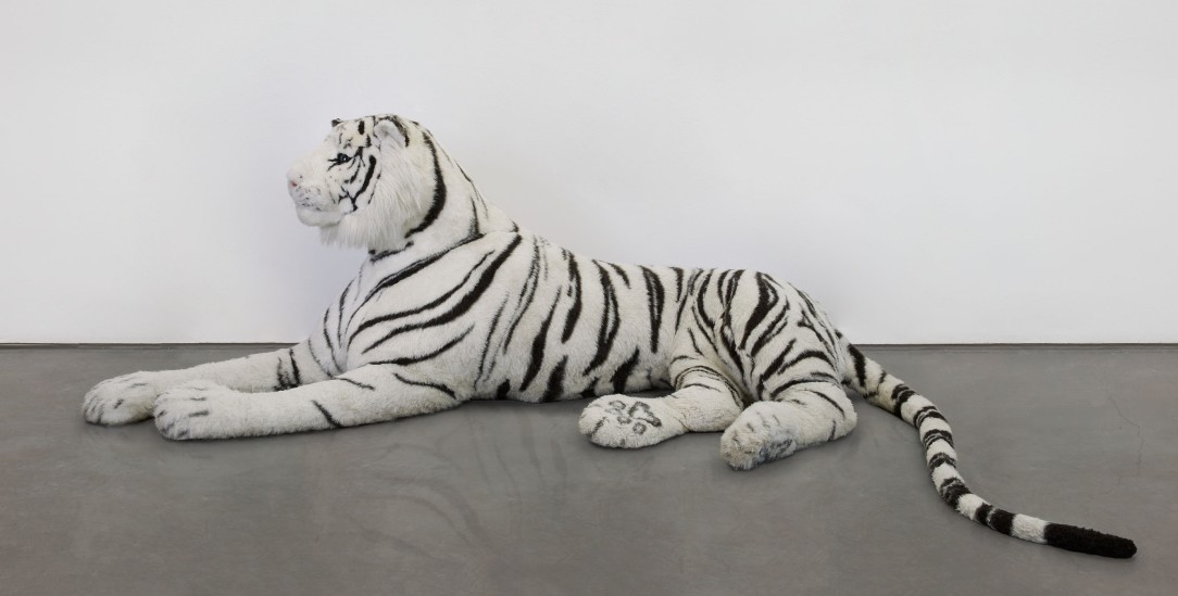 Harmloser Kuscheltiger? »White Tiger« (2021) von Gerrit Frohne-Brinkmann. (Foto: Volker Renner, Kunsthalle Emden)