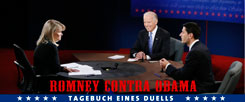 Ein Lächeln für den Gegner: Vizepräsident Joe Biden (links) schlug sich gut im Rededuell mit dem nominierten Vize der Republikaner, Paul Ryan. Zum Punkt moderierte Martha Raddatz am Abend des 11. Oktober 2012 in Danville, Kentucky.   
(Foto: pa/landov/Rick Wilking)