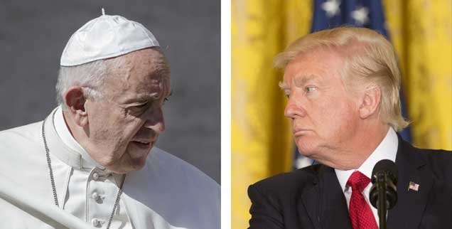 Ob Einwanderung, Armutsbekämpfung oder Klimawandel: Papst Franziskus und US-Präsident Donald Trump haben in vielem gegensätzliche Standpunkte (Fotos: pa/Ciccia; pa/Kleponis)