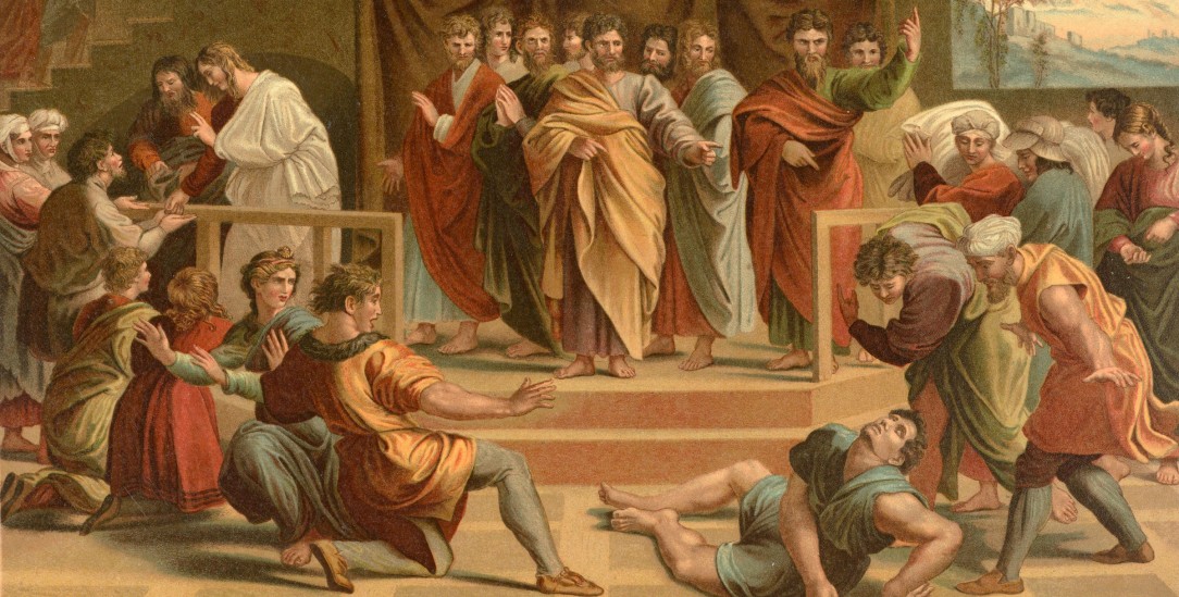 »Und es entstand große Furcht«: Der Tod des Hananias, Illustration aus dem 19. Jahrhundert (Foto: pa/Bildagentur online)