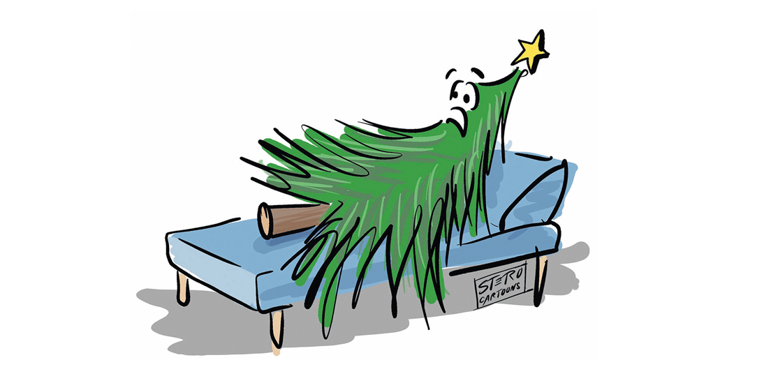 Sie lassen ihn kränkeln, den good old Tannenbaum. (Zeichnung: Stefan Roth)