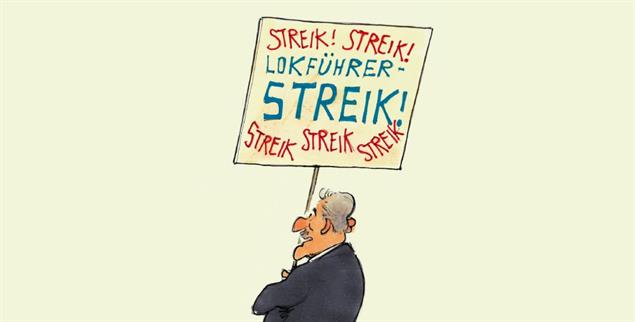 Claus Weselsky: Der ewige Streiker. (Zeichnung: Mester)