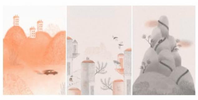 Ruhige Bilder voller Poesie: Trotz der ernsten Geschichte sind die Seelenlandschaften des zwölfjährigen Mirza wohltuend warm. (Illustration: Maartje Kuiper / © Gerstenberg Verlag)