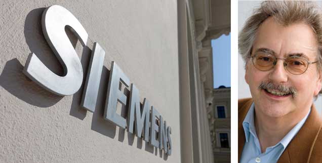 "Es gibt Alternativen zu Massenentlassungen bei Siemens", sagt Publik-Forum-Chefredakteur Wolfgang Kessler (rechts). (Fotos: pa/Kalker; privat)