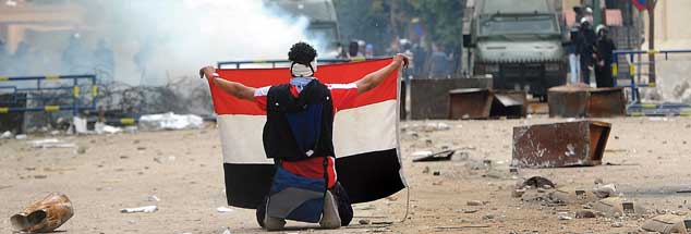 Protest in Kairo: Was wird aus den Arabischen Revolutionen in Ägypten, Syrien, Tunesien? (Foto: pa/Omar)
