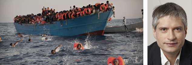 Flüchtlinge in Not: Die Debatte um die Seenotrettung hat Sven Giegold (rechts) und andere zu einer Petition getrieben: "Erst stirbt der Mensch, dann das Recht" (Fotos: pa/ap/Morenatti; privat)
|