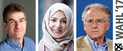 Jürgen Wiebicke (links), Khola Maryam Hübsch, Konrad Weiß: Wem geben sie ihre Stimme bei der Bundestagswahl am Sonntag? (Fotos: Bettina Fürst-Fastré; privat; pa/zb/Martin Schutt)