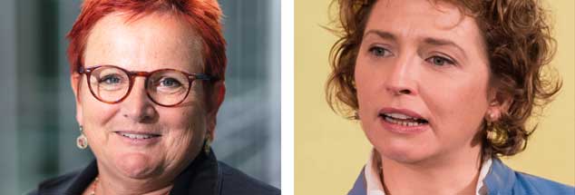 Brauchen wir eine Frauenquote für die Parlamente? Elker Ferner (links) sagt: "Ja!" Nicola Beer (rechts) "Nein!" (Fotos: HC Plambeck; pa/Stein)