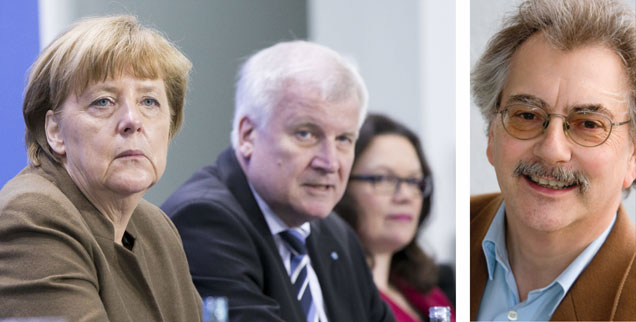 "Nach einem Jahr Großer Koalition wissen wir: Um vier Flüchtlinge zurückzuweisen, produzieren Union und SPD eine Staatskrise. Zukunftsfragen interessieren sie dagegen kaum", sagt Wolfgang Kessler (rechts). (Foto: pa/NurPhoto/Emmanuele Contin)