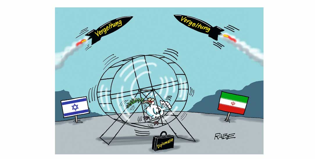 In der Tragödie um Gaza hat der Frieden keine Chance. (Zeichnung: PA / Die Kleinert / Ralf Boehme) 