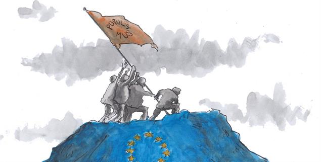 Zerstörerisches Projekt: Autokraten und Populisten ziehen gegen die europäische Idee ins Feld. (Zeichnung: Thomas Plaßmann)