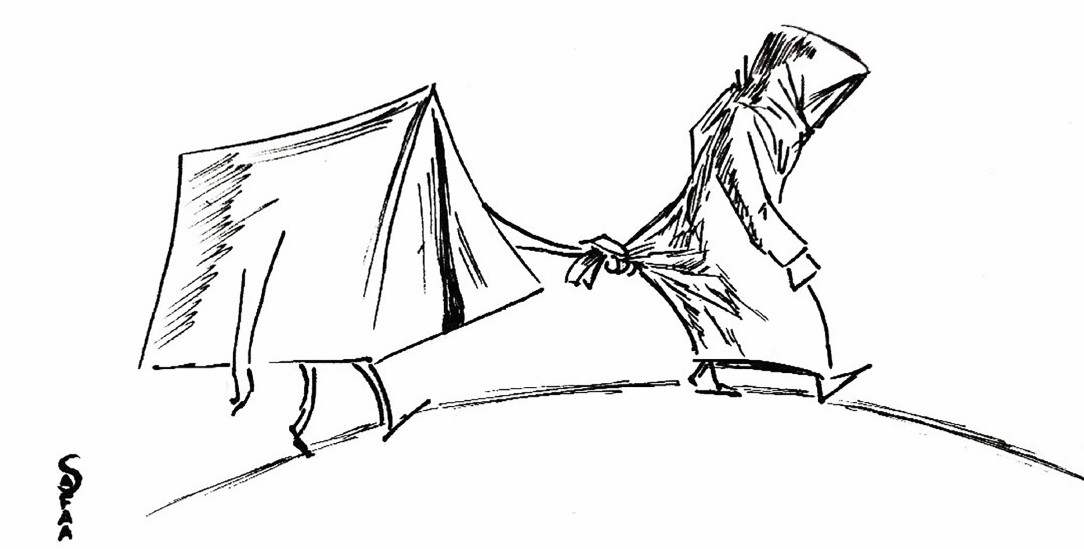 Ein Leben auf der Flucht: Zeichnung aus Safaa Odahs Zeichentagebuch »Safaa and the tent«. Sie hat es als Titelbild gewählt.(Illustration: © Safaa Odah)