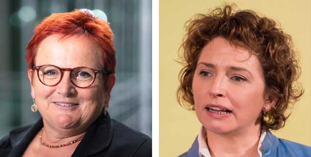 Brauchen wir eine Frauenquote für die Parlamente? Elker Ferner (links) sagt: "Ja!" Nicola Beer (rechts) "Nein!" (Fotos: HC Plambeck; pa/Stein)