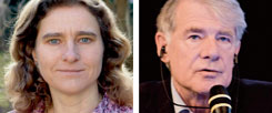 Sollen wir auf Forschung an Affen verzichten? Biologin Silke Strittmatter (links) sagt: "Ja!" Hirnforscher Wolf Singer (rechts) meint: "Nein!" (Fotos: privat; Max Planck Institut)