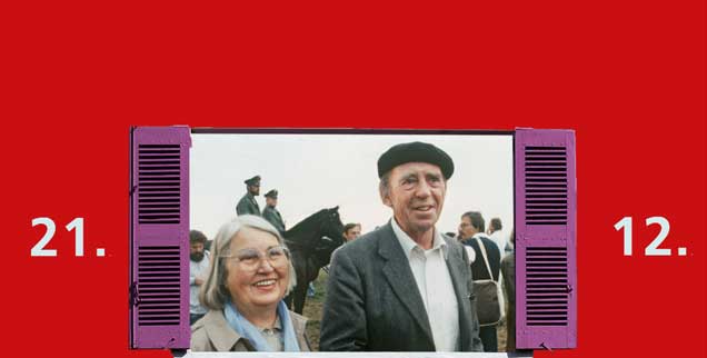 Mutlangen, 1983: Annemarie und Heinrich Böll blockieren ein US-Depot mit Pershing-II-Raketen. (Foto: pa/Melchert) Mutlangen, 1983: Annemarie und Heinrich Böll blockieren ein US-Depot mit Pershing-II-Raketen. (Foto: pa/Melchert)