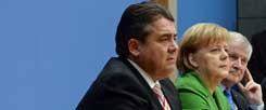 Der Koalitionsvertrag, den die Parteivorsitzenden Sigmar Gabriel (SPD), Angela Merkel (CDU) und Horst Seehofer (CSU)  abschließen wollen, lässt wenig erhoffen: Eine grundlegend gerechtere Verteilung zwischen Ärmeren und Reicheren, ambitionierten Klimaschutz oder eine geregelte Zuwanderung etwa sieht er nicht vor  (Foto: pa/Stache)