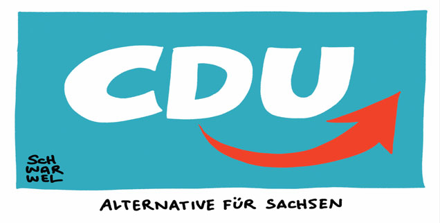 Was bahnt sich dort an? Der Karikaturist Schwarwel verbindet die Lgos von CDU und AfD (Karrikatur: pa/dieKLEINERT/Schwarwel)