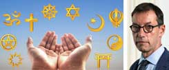 Viele Religionen, ein Religionskritiker: Jesus. Für den Theologen Thomas Ruster (rechts) ist der Mann aus Nazareth nicht der Gründer einer Religion. (Fotos:  iStock/pop_jop, iStock/golfloi17; KNA)