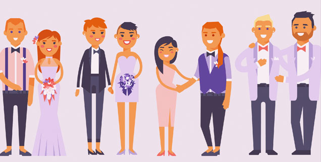 Wollen jetzt eigentlich alle heiraten? Die Ehe gewinnt mit der neuen "Ehe für alle" rasant an Attraktivität. Manche Katholiken stört das. Manche Protestanten auch. (Illustrationen: iStock by Getty/Adekvat)