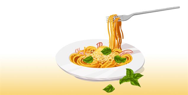 Köstlich! Mit guter Gesellschaft schmecken Nudeln und Soße besser als jede Delikatesse.(Foto: Salome Roessler; Illustration: IStock / Ekaterina-Sumanosova)