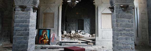 Zerstört: Die Kirche Um al-Zinar im syrischen Homs. Die Christen im Nahen Osten beklagen, dass ihre große Not im Westen nur wenig Beachtung findet (Foto: pa/ap)