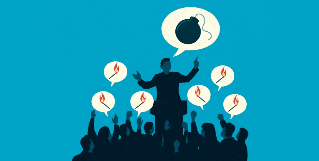 Eine Bühne für die Wut: Wenn Zerstörung zum politischen Versprechen wird. (Illustration: Jens Bonnke)