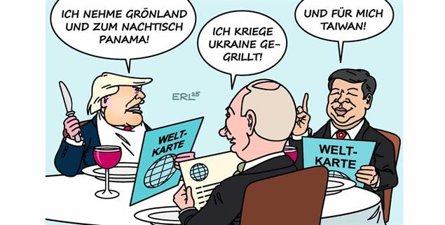 ...und von Venezuela ist da noch gar nicht die Rede. (Zeichnung: PA / Die Kleinert / Martin Erl) ...und von Venezuela ist da noch gar nicht die Rede. (Zeichnung: PA / Die Kleinert / Martin Erl)