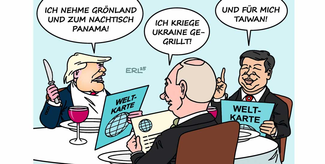 ...und von Venezuela ist da noch gar nicht die Rede. (Zeichnung: PA / Die Kleinert / Martin Erl)