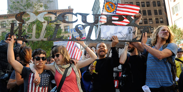 Die Proteste in den USA mausern sich zur weltumspannenden Bewegung: Occupy Wall Street in Aktion. (Foto: pa/Taamallah/abacausa.com) 