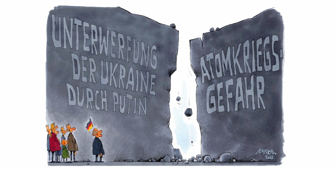 Was tun im Drama um die Ukraine? (Zeichnung: Mester)