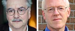 Eine Wehrpflicht für alle wieder einführen? Publik-Forum-Chefredakteur Wolfgang Kessler (Bild links) ist dafür, Peter Tobiassen, im Vorstand des »Forums Ziviler Friedensdienst«, hält nichts davon (Fotos: Publik-Forum; privat)