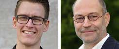 Tom Mannewitz (linkes Bild), Juniorprofessor für Politikwissenschaften an der Technischen Universität Chemnitz, hält direkte Demokratie für gefährlich, für Ralf-Uwe Beck, Vorstandssprecher des Vereins Mehr Demokratie, ist sie wichtig, sofern sie wirklich »von unten« ausgeht (Fotos: TU Chemnitz; www.mehr-demokratie.de)