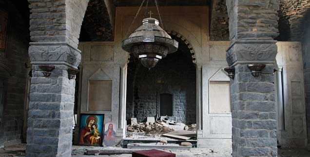 Zerstört: Die Kirche Um al-Zinar im syrischen Homs. Die Christen im Nahen Osten beklagen, dass ihre große Not im Westen nur wenig Beachtung findet (Foto: pa/ap)