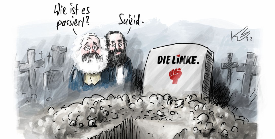 Nicht im Sinne von Marx und Engels: Statt um das Proletariat kümmert sich die Linkspartei nur um sich selbst (Zeichnung: Klaus Stuttmann)