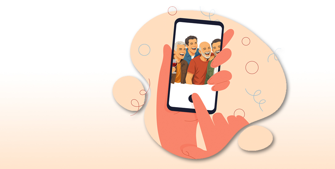 Ein letztes Selfie: Fabian Vogts Männerkreis sagt »Tschüss!« (Illustration: istock by Getty / Rudzhan Nagiev; KI-verändert)