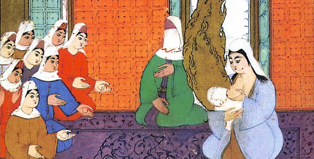 Schwere Kindheit: Muhammad wächst ohne Vater auf, später auch ohne Mutter. Auf diesem Bild aus dem Jahr 1594 stillt ihn eine Amme (Foto: wikipedia)