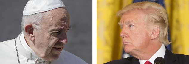 Ob Einwanderung, Armutsbekämpfung oder Klimawandel: Papst Franziskus und US-Präsident Donald Trump haben in vielem gegensätzliche Standpunkte (Fotos: pa/Ciccia; pa/Kleponis)