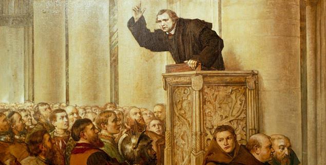 Luther predigt von der Kanzel: Gemälde von Willem Linnig aus dem Jahr 1880. (Foto: PA / AKG-Images)