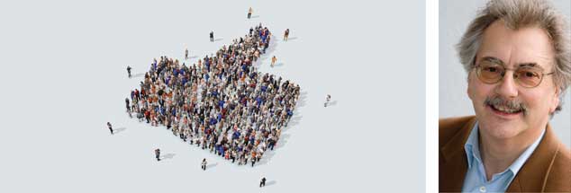 Der berühmte Facebook-Daumen (links) beruht auf den vielen »Likes« der Facebook-User. Je mehr nun facebook davonlaufen, desto klarer wird: Immer weniger sind damit einverstanden, was Facebook mit den gesammelten Daten macht. Wolfgang Kessler (rechts) fordert: »Enteignet facebook!« (Fotos: privat; istockphoto/mattjeacock)