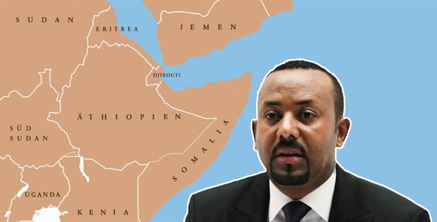 Auf Kriegskurs? Aby Ahmed ist Premier von Äthiopien, einer bedeutenden Regionalmacht am Horn von Afrika.(Fotos: Istockphoto / PeterHermesFurian; pa / Reuters/ Negeri)