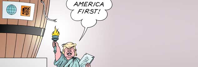 Ein Populist wird US-Präsident: Legt Donald Trump jetzt die Lunte an die Freiheit der Amerikaner? (Illustration:pa/Erl)